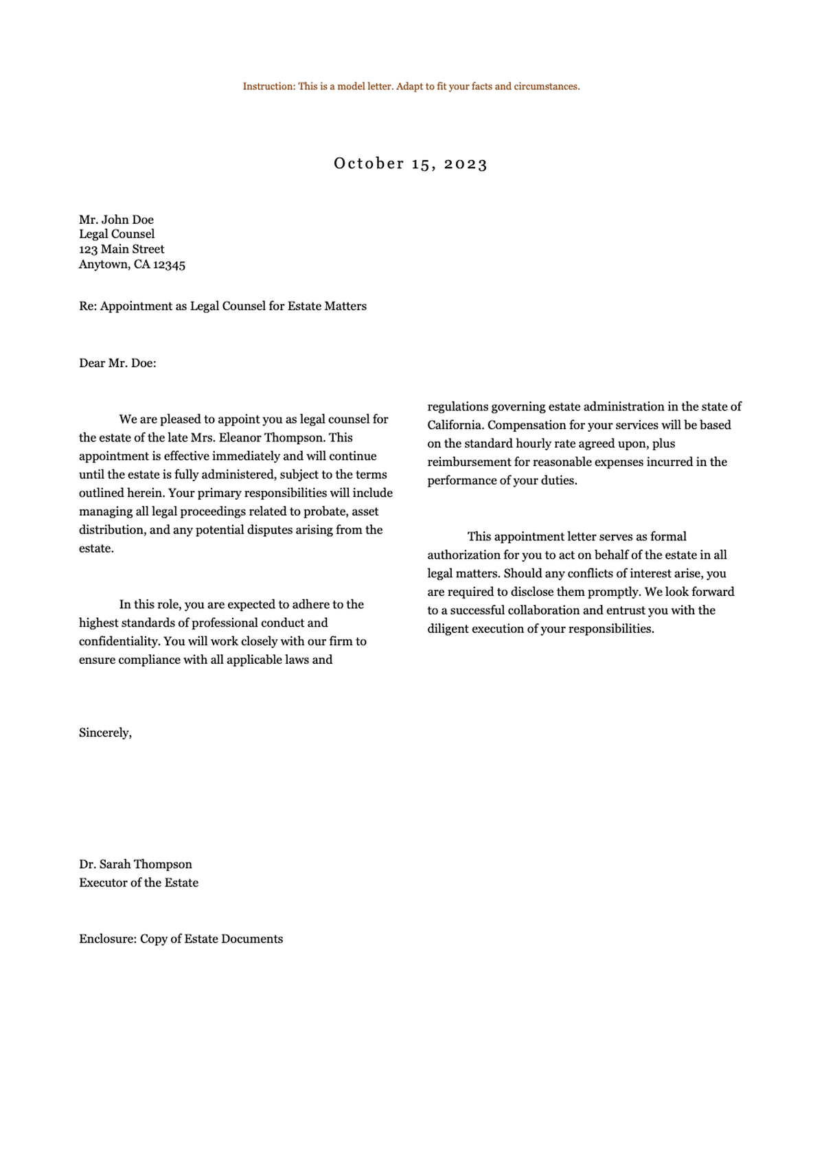 Legal form letter for recording deed assignment and nonjudicial foreclosure complaint_variant_3